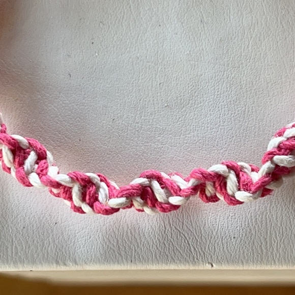 HANDMADE PINK & WHITE HEMP SPIRAL BRACELET CAMP JEWELRY - Picture 2 of 3